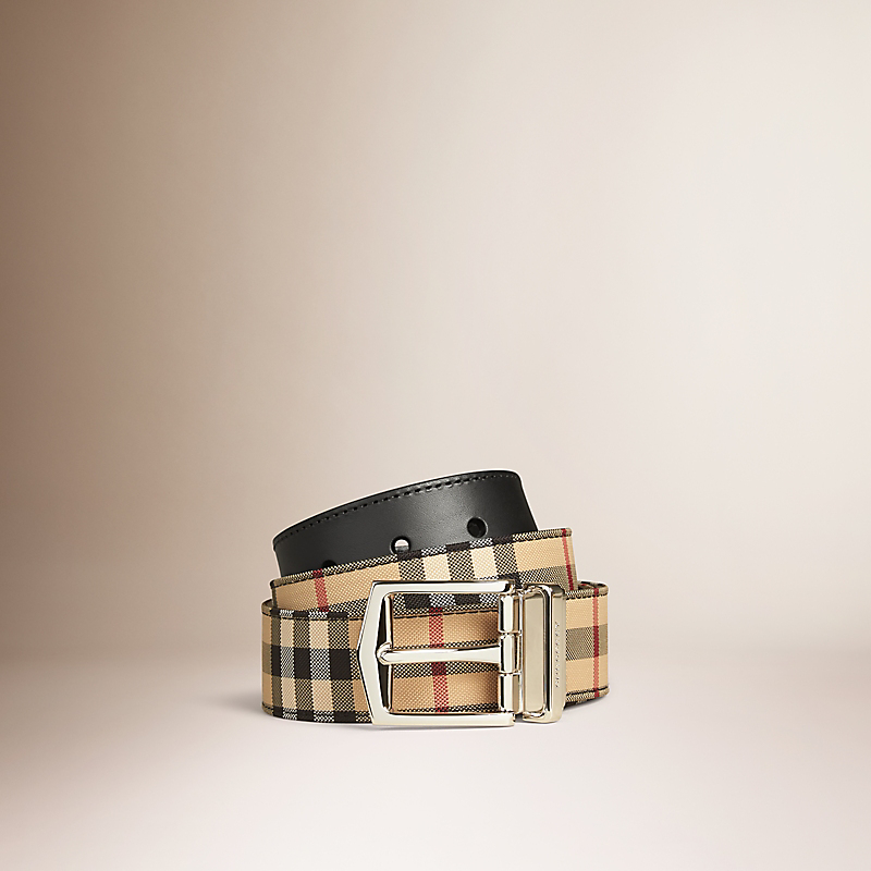 Burberry博柏利 Horseferry 格纹双面两用皮革腰带 39826651