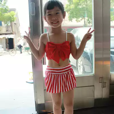 New children's swimsuit Korean girl two-piece bikini baby bow swimsuit