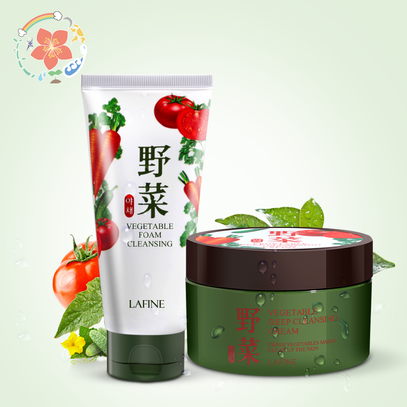 LAFINE韩国面部洁面霜+泡沫洗面奶护肤品套装 深层清洁补水锁水