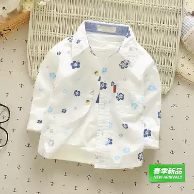Boys' cotton shirt 2021 spring dress children long sleeve shirt baby top baby boy baby spring and autumn coat children's clothing