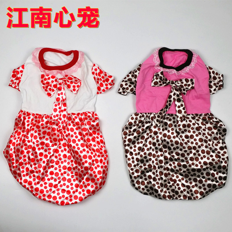 Pet dog clothing polka dot dress dog clothes spring Teddy Bichon Schnauzer