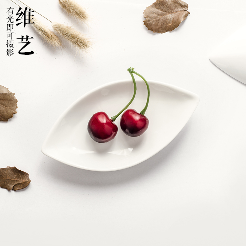 Viart Food Refreshments Pastry Photography Props Photo Props Ceramic Leaf Shaped Pastry Dish