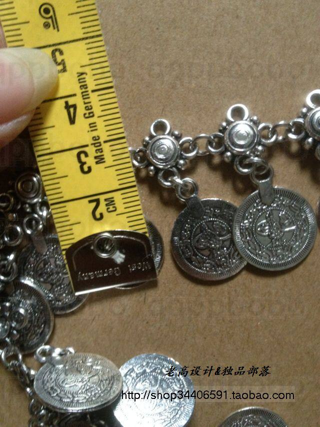 Tribal belly dance semi-finished accessories silver coin hanging coin chain how many shots do not cut off 60 two meters