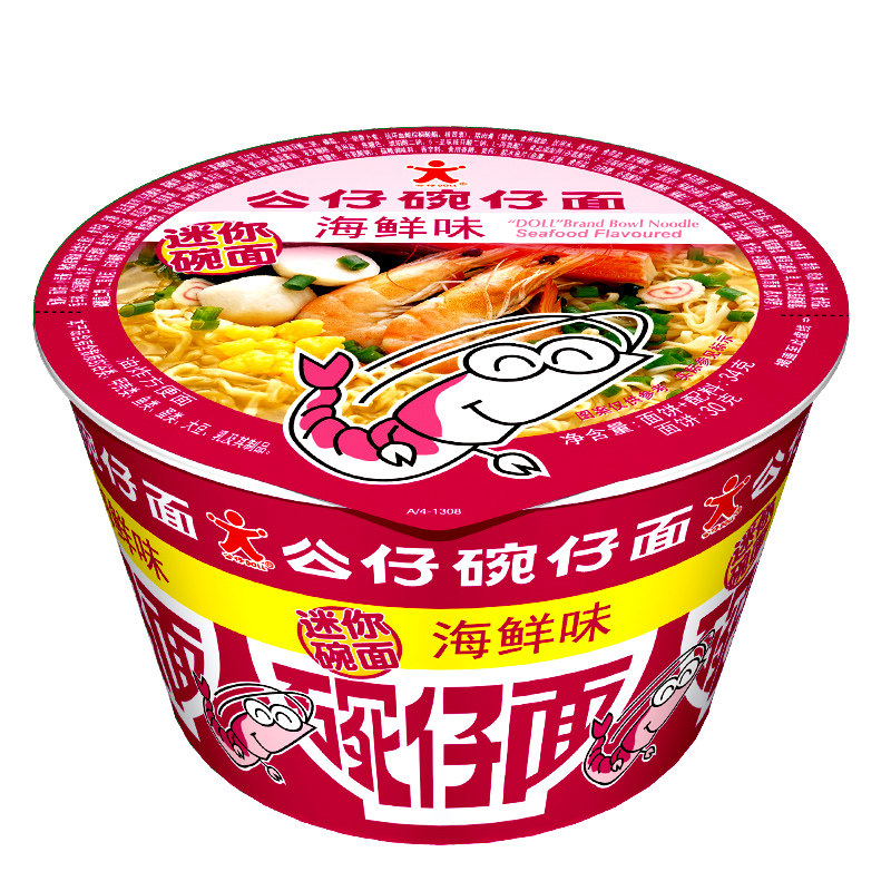 【天猫超市】公仔迷你碗仔面（海鲜味）34g香港品牌方便面/泡面○