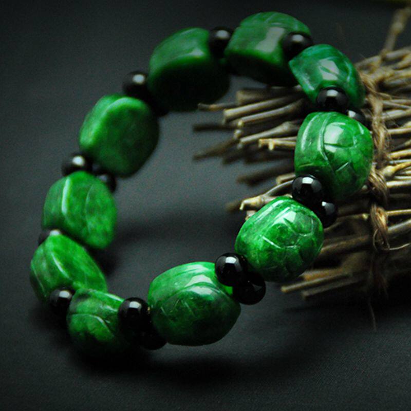 修明堂 缅甸天然干青种干青玉 长寿龟壳男女手串手链 媲美铁龙生