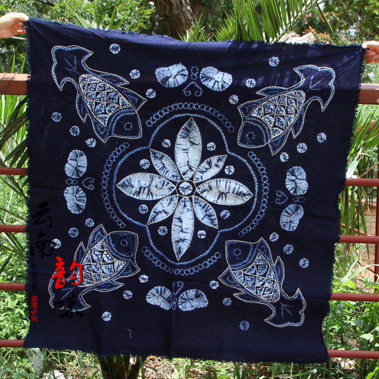 Ethnic Style Yunnan Dali Bai Ethnic Characteristic Handmade Tie-Dye Fabric Coffee Table Cloth Tea Room Bar Tablecloth Special Price