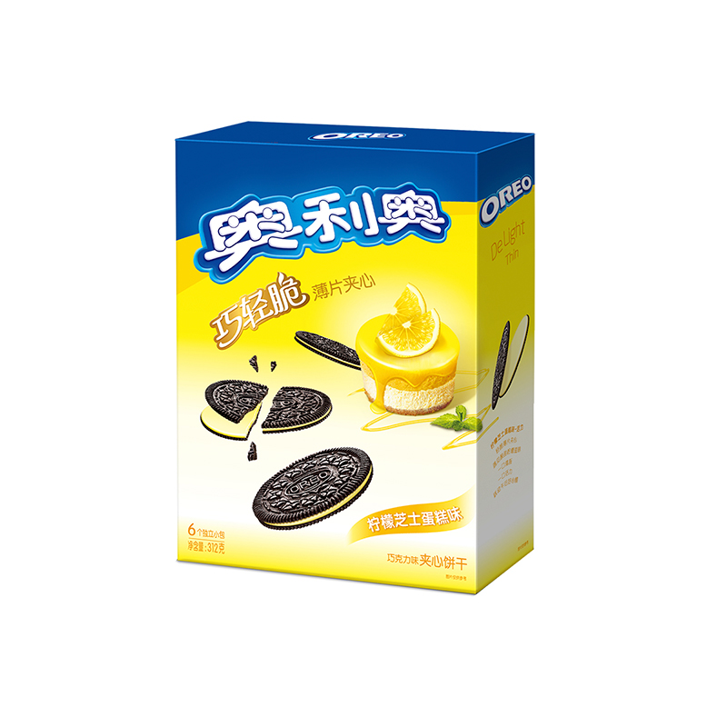 【天猫超市】亿滋 奥利奥巧轻脆薄片夹心饼干柠檬芝士蛋糕味312g
