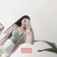 Phong cách ngày lễ ngắn gợi cảm lộ ra rốn ren bên ngoài mặc đáy áo vest cổ chữ v cắt thấp dây kéo xanh matcha tươi áo phao nữ Áo ba lỗ