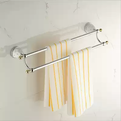 Punch-free toilet towel bar with drill base hanging single towel rack makeup room double rod hanging rod wall-mounted