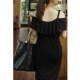 2024 ລະດູຮ້ອນແບບໃຫມ່ slim modal camisole dress slim hip-covering long skirt ruffle dress for women