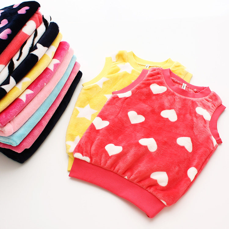 Clearance Rainbow Bus autumn and winter children's clothing baby plus fleece warm vest vest clip waistcoat round neck