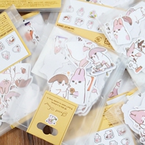 Cute fat rabbit emoji bag sticker diy accessories material gag rabbit cartoon animal hand account sticker 40 pieces