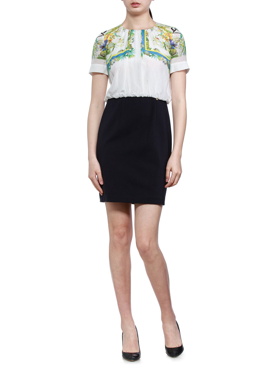 THEOPHILE 拼色印花拼接连衣裙