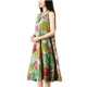 Vải cotton mỏng và lanh váy không tay giảm béo mùa hè dài giữa kiểu dân tộc vải lanh lỏng lẻo phong cách phương tây váy chữ A lớn - A-Line Váy