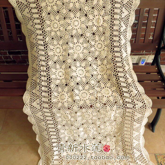 纯手工钩针钩花棉镂空编织长方形美式乡村装饰茶几桌布盖布