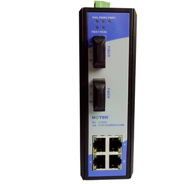 UTEK 4-port single-mode 2 optical 4 electrical switch industrial Ethernet switch UT-62204