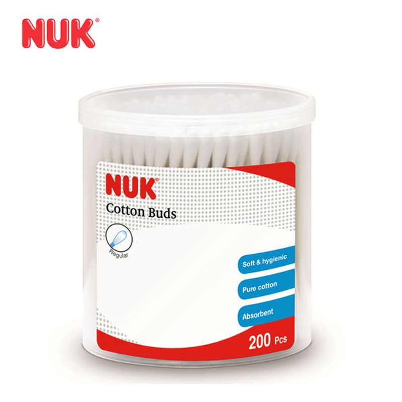 NUK婴儿纯棉棉签 清洁棉签棒 棉花棒 棉球 婴儿用品 200支装 盒装