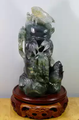 Natural Guilin chicken blood jade Orchid jade green wax carving boutique decoration blockbuster rising day by day