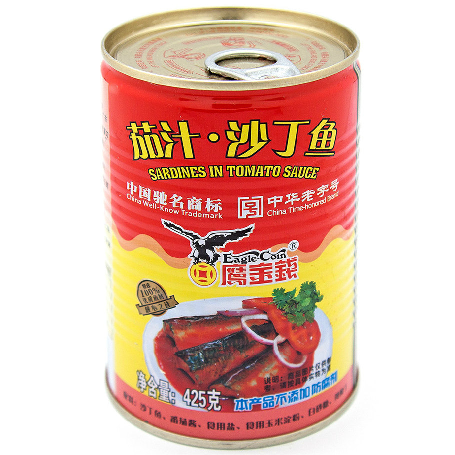 【天猫超市】鹰金钱 罐头茄汁沙丁鱼425g 安全美味方便即食