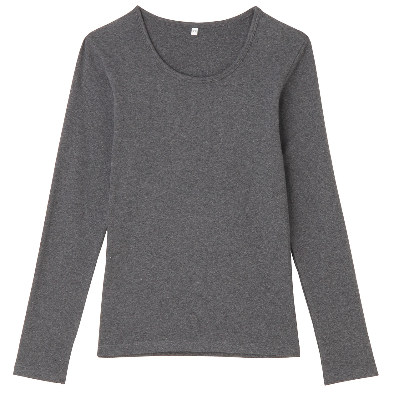 无印良品MUJI 女式 棉弹力圆领长袖T恤