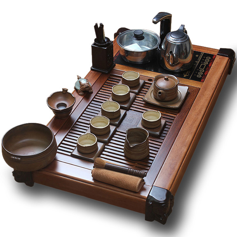 Large ebony hua limu wenge combining tea tray tea suit stretched a whole set of coarse some ceramic porcelain tea set