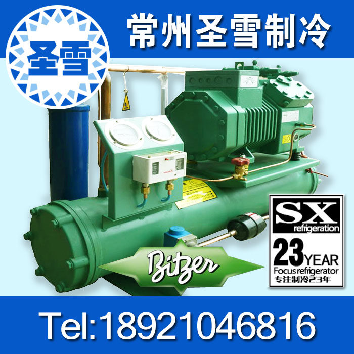 SAN SNOW BITZER BIZER 3-30 SEMI-CLOSED WATER COOLED UNITS FULL SET OF COLD STORAGE EQUIPMENT MOUNT DESIGN