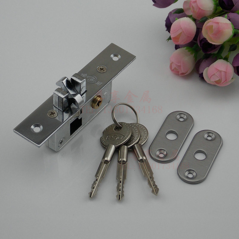 Double-sided cross key sliding door lock Plastic steel door lock Sliding door invisible door lock Aluminum alloy sliding door hook lock