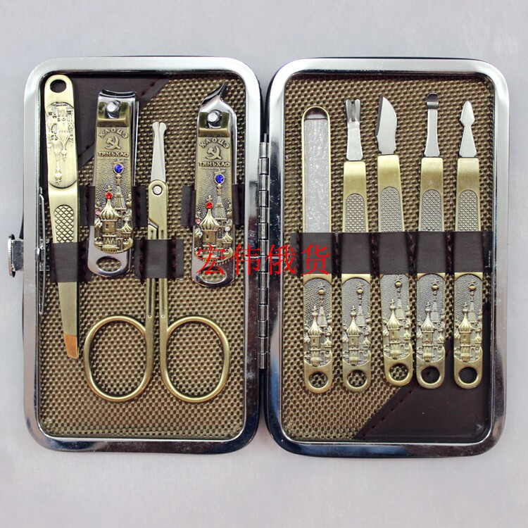 New inlaid drill Russian party flag nail clippers nail clippers nail clippers sets personal care fine 9 pieces