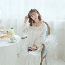 HIGHNESS (snow willow)cotton crepe retro long night dress new home clothes court style pajamas