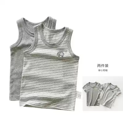 Two-piece children's pure cotton short-sleeved T-shirt vest breathable undershirt boys summer new T