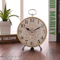 European style pastoral silent clock retro small alarm clock creative large clock bedroom living room Nordic ornaments