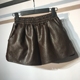 Quần short da cạp cao nữ 2018 thu đông 2018 phiên bản mới của Hàn Quốc quần lửng ống rộng quần da mỏng bên ngoài mặc quần bốt quần short nữ tới đầu gối Quần short