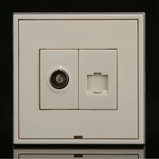 Tianji Deschamps Series 80 Type TV and Super 5 Information Socket Ivory White J901TV-PC