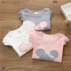 Cô gái mới mùa xuân và mùa thu chạm đáy áo thời trang Áo phông quần áo trẻ em giản dị thêu cotton 1-3-5-7 tuổi Quần áo trẻ em