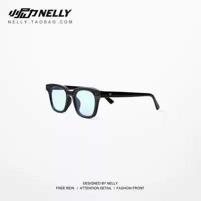 ulzzang literary retro Korean men and women big black frame selfie black frame myopia flat glasses round frame