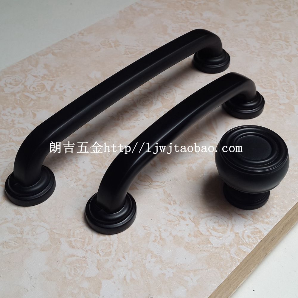 Furniture integral cabinet drawers cabinet door handle European style American Mediterranean black field handle pure black small handle solid