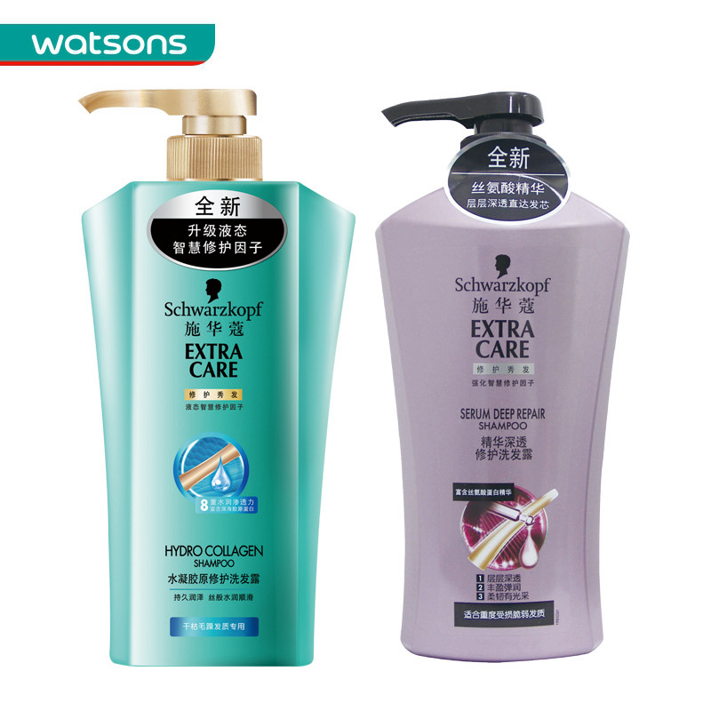 【屈臣氏】组合 施华蔻水凝胶原修护洗发露+精华深透修护洗发露