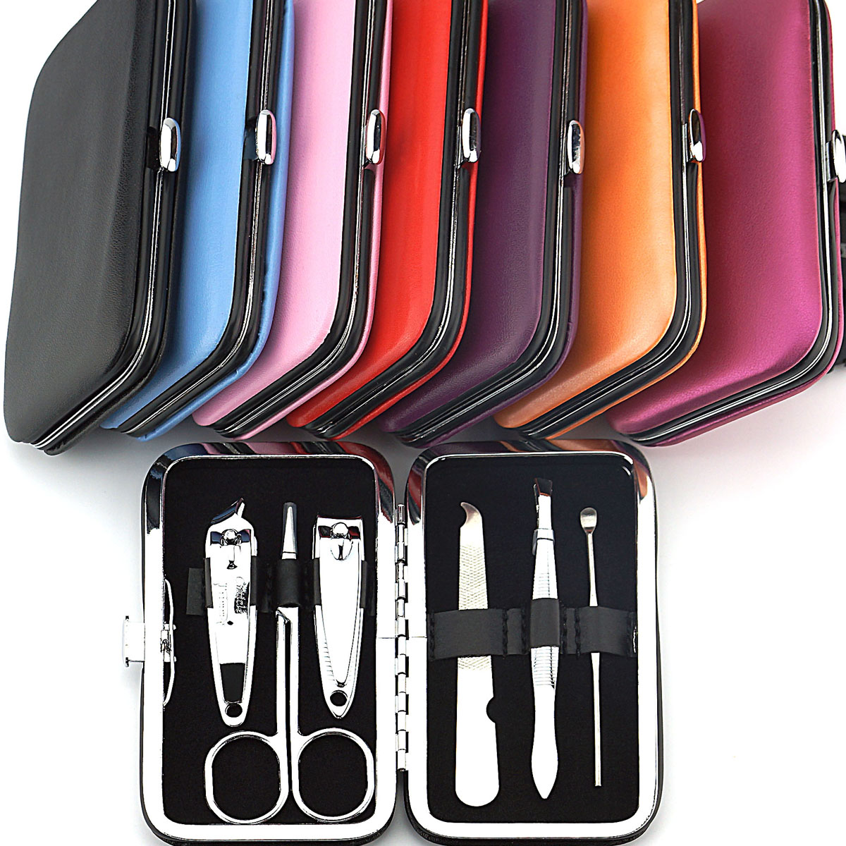 Print LOGO nail knife cover set carbon steel 6 pieces beauty suit colored nail cut nail clippers C601