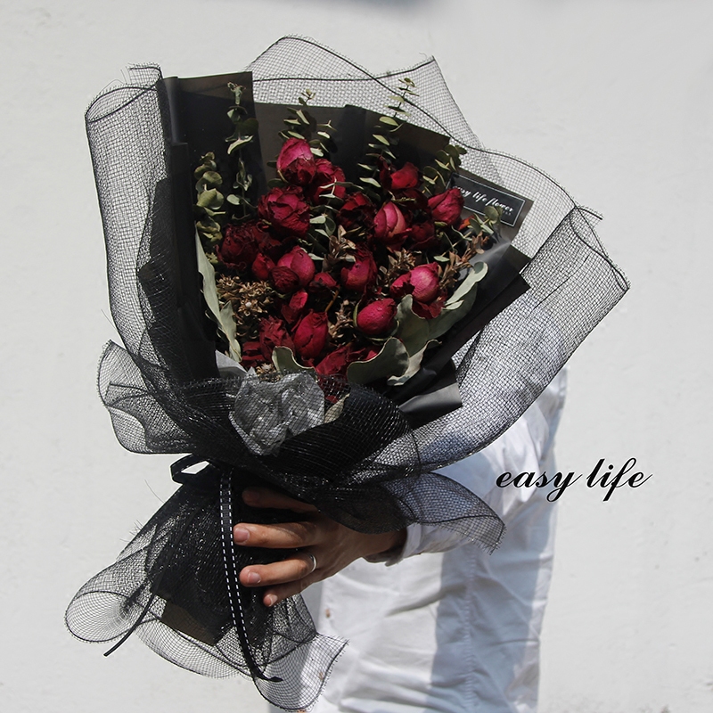 Rose Dried Flower Bouquet Ins Vintage Wind Red Rose Eucalyptus Valentine S Day Send Girlfriend Boyfriend Mother S Day Gift