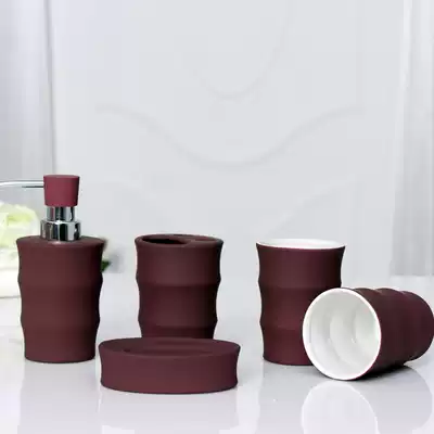 Fashionable and beautiful ceramic bathroom five-piece set creative dressing room bathroom supplies tooth gargle mug wash set
