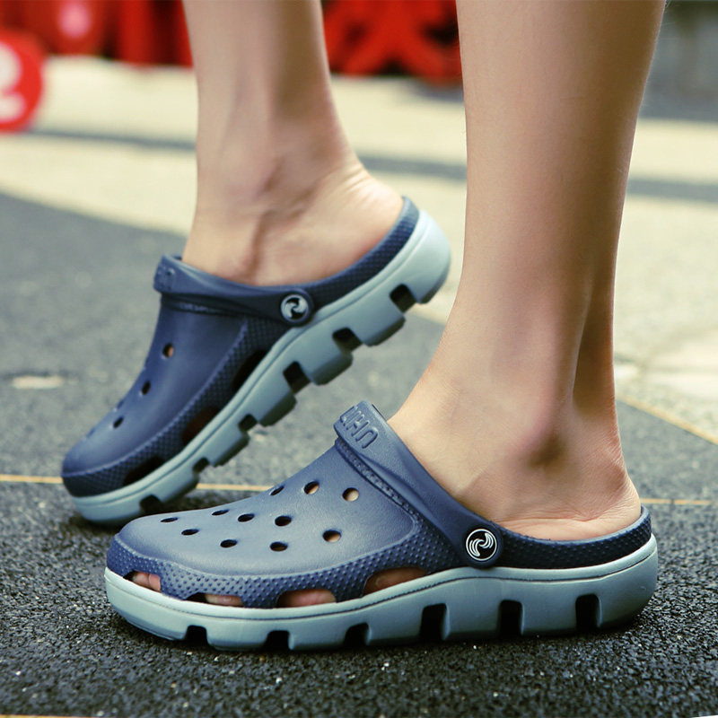 Men's cave shoes summer couple sandals male slippers high-thick soles anti-skiing beach shoes large-yard casual shoes