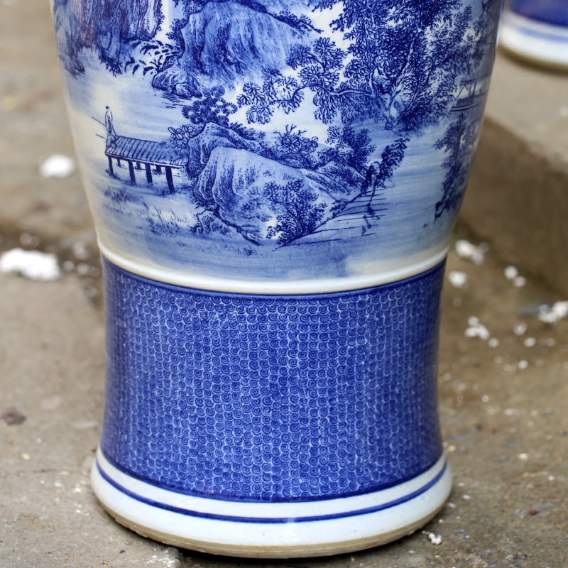 Blue and white porcelain of jingdezhen ceramics jiangshan home sitting room adornment is placed more charming landscape painting of large vase