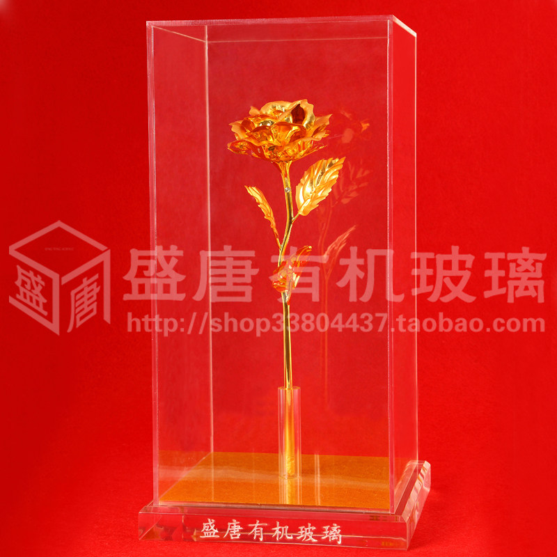 High transparent acrylic box Custom acrylic sheet plexiglass box Thick gold base high-grade display box