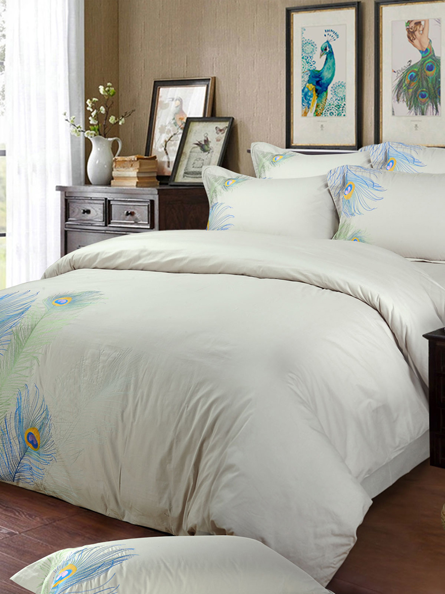 ROYALROSE 珍珠白翎动卢浮刺绣全棉四件套1.5m床