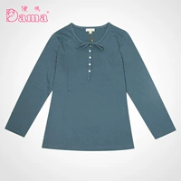 Dama / Karma cotton mùa xuân và mùa hè dệt kim dài tay màu đơn áo sơ mi nhà dịch vụ đồ ngủ hàng đầu 00TB0006T1 bộ mặc nhà nam nữ