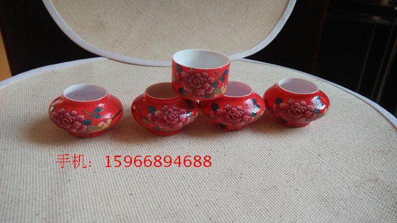 Embroidered indigo chimmy bird canned cage bowl five pieces of Jingdezhen exquisite porcelain bowl Doug apple type