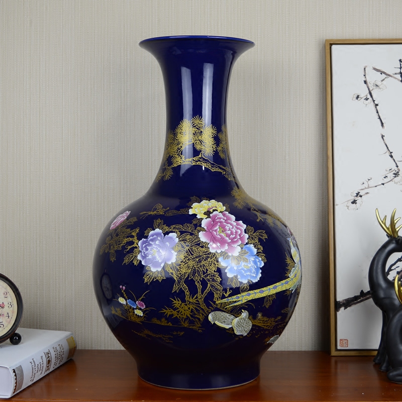 Jingdezhen ceramic large landing new Chinese style household vase in the sitting room porch flower arranging, adornment is placed