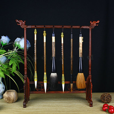  12-pin brush pen holder writing brush hanging red and sour branches red wood sour branches upscale double tap Wenfang Four treasures of the house