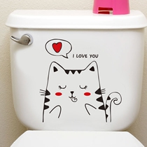 Cartoon hand-painted kitten wall stickers toilet toilet toilet stickers waterproof cabinet stickers tiled glass decorative stickers