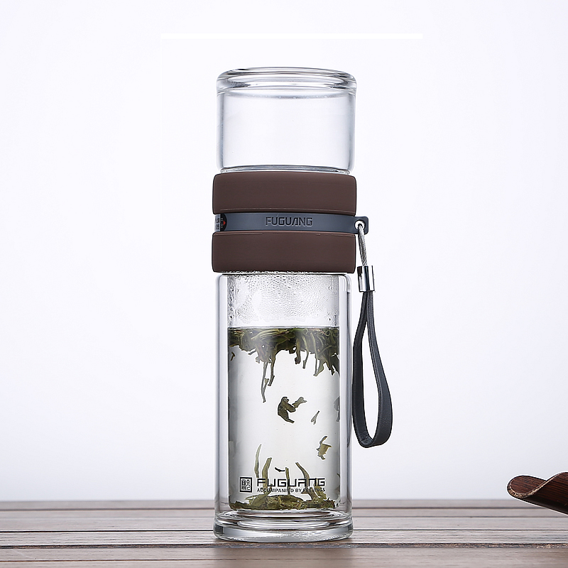 Fuguang Purple Gold Tea Maker Creative Glass Tea Cup Transparent with lid portable Anti-leakage cup Men's office Business